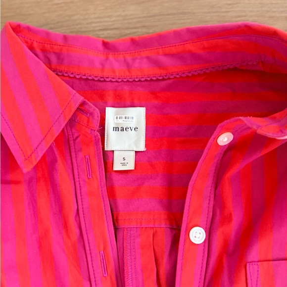 Maeve Vibrant Pink and Red Striped Top - Picture 2 of 3